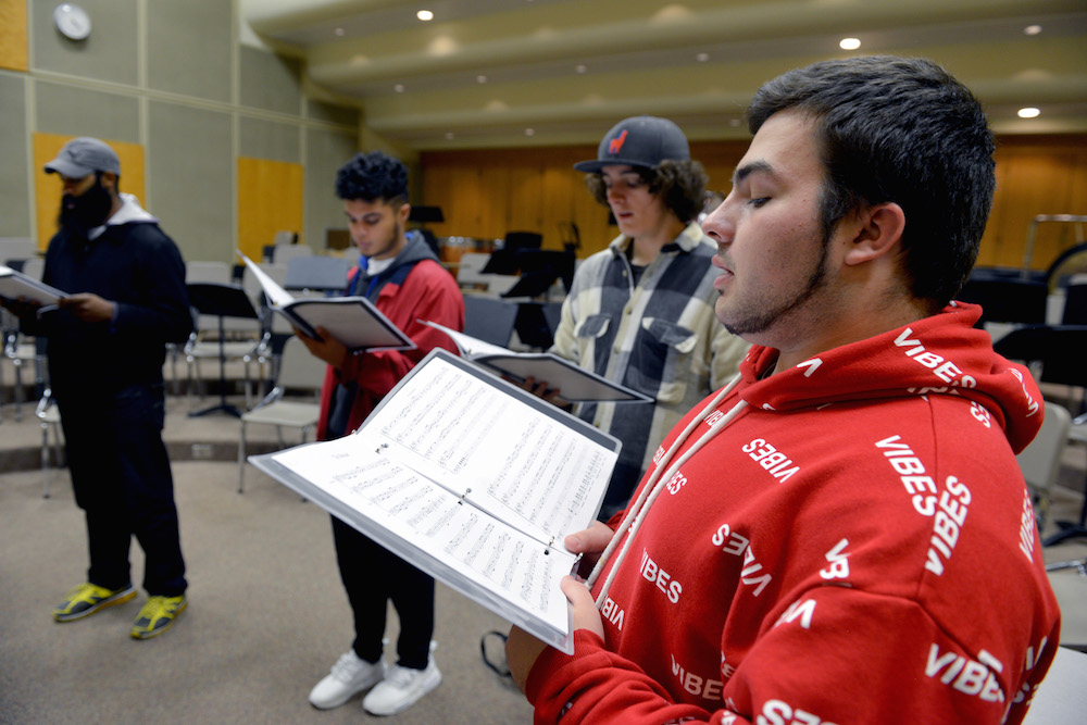 A student group singing